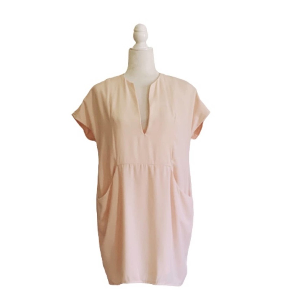 TOBI Current Affairs Cocoon Blush Shift Dress With Front Pockets Size Medium